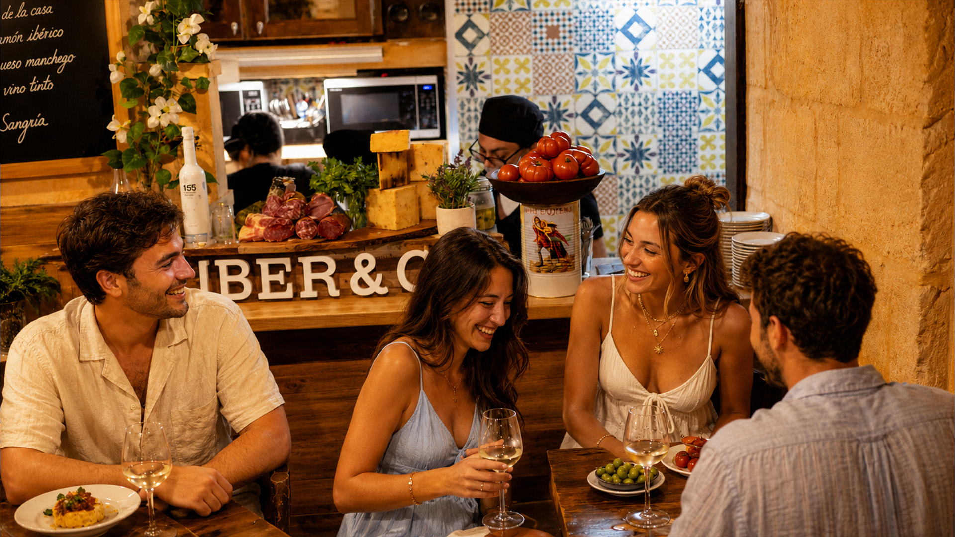 Couple enjoying lunch in Valletta with red wine at Iber&Co