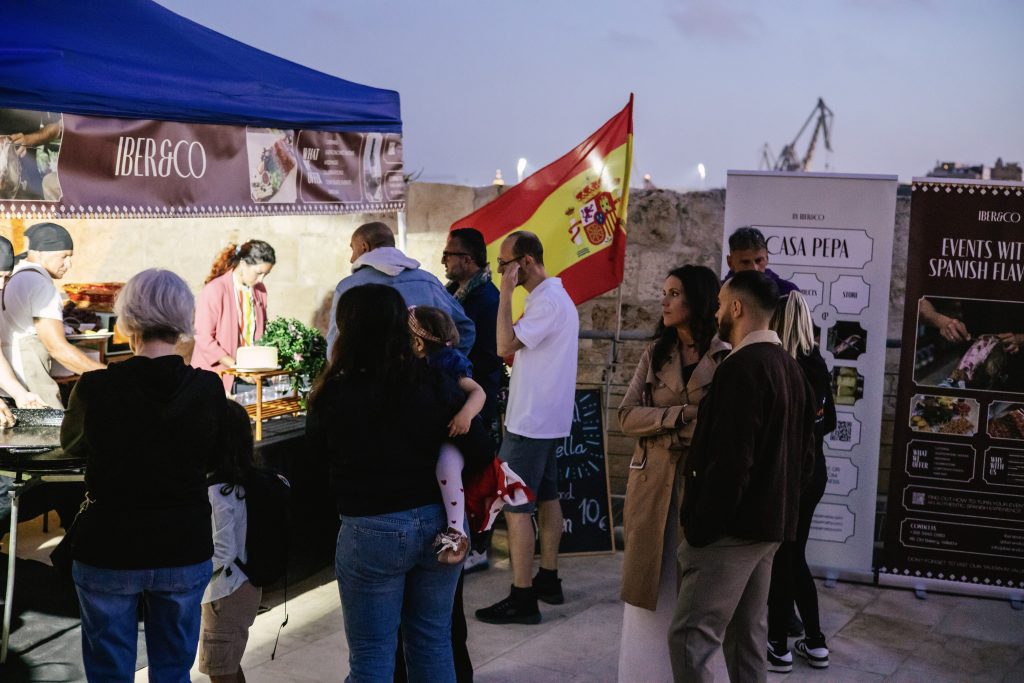 Large Spanish paella prepared by Iber&Co for guests at Fort St Angelo event in Malta