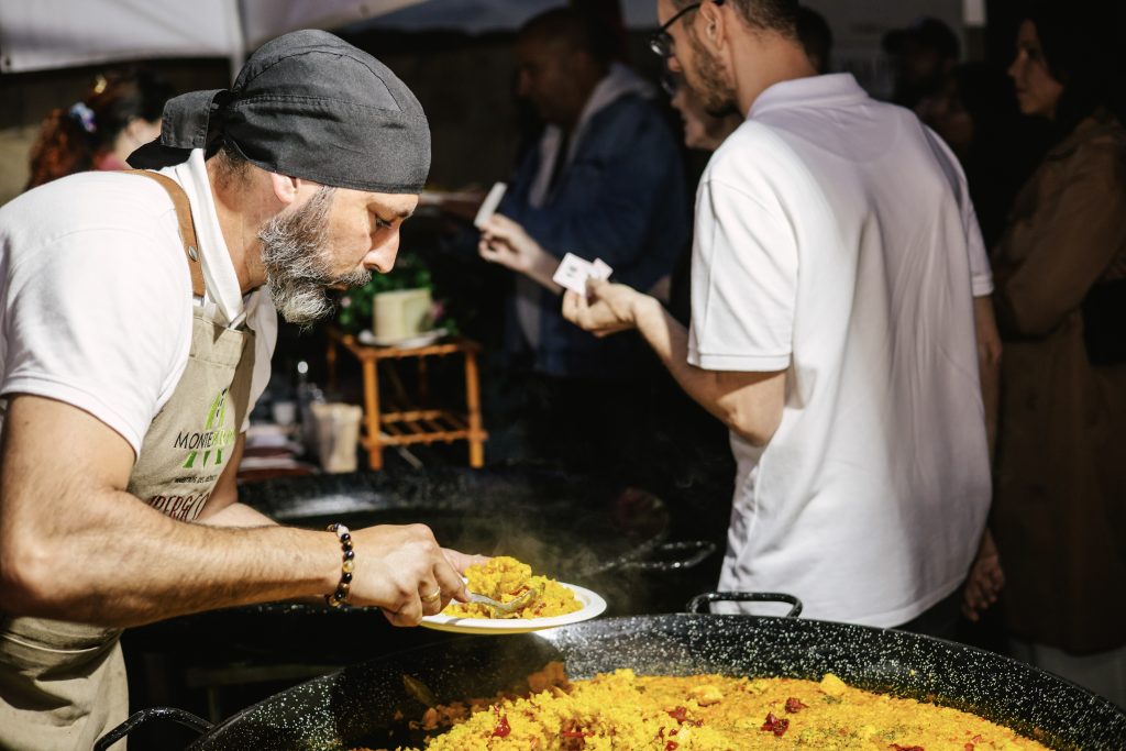 Large Spanish paella prepared by Iber&Co for guests at Fort St Angelo event in Malta