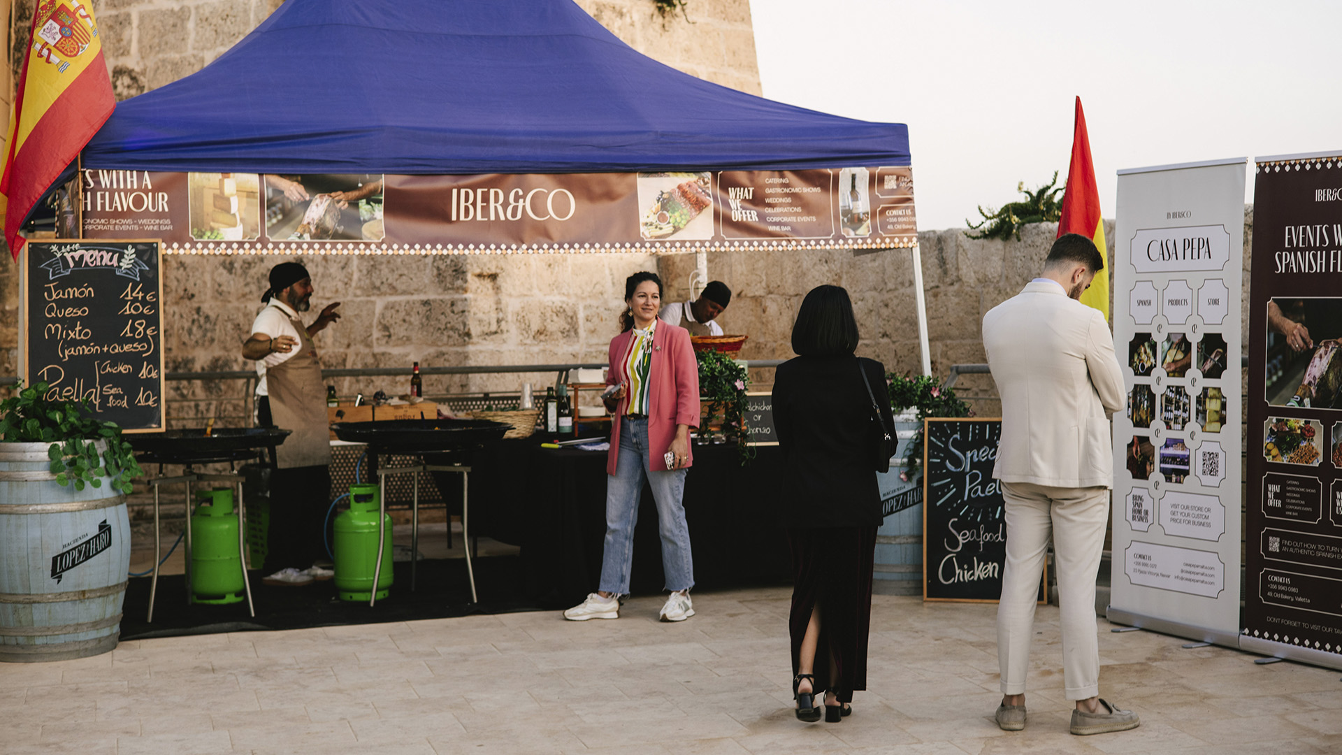 People enjoying food and drinks during an Iber&Co event in Malta